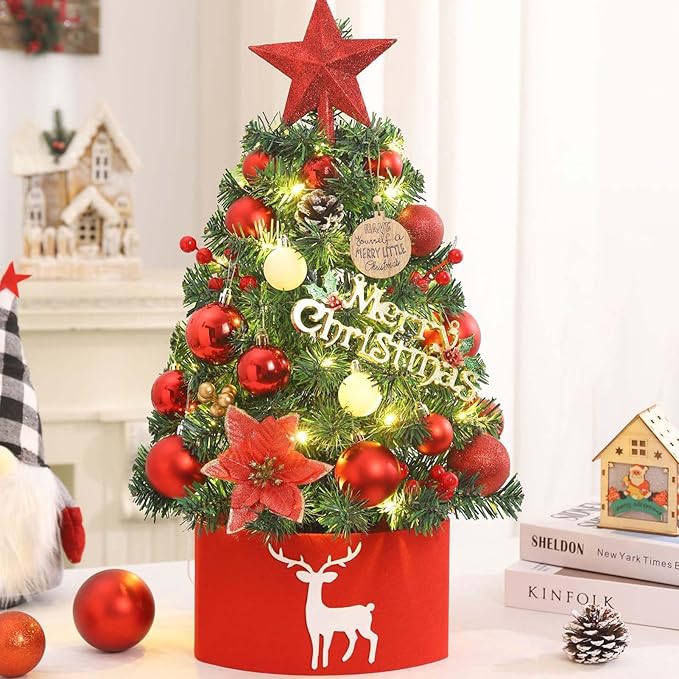 24 Count Small Red Christmas Ornaments Balls, Mini Red Ornaments for Christmas Tree, Plastic Shatterproof Valentine Tree Decorative Hanging Bulbs Ball for Xmas Outdoor Party Decorations, 1.6 inch