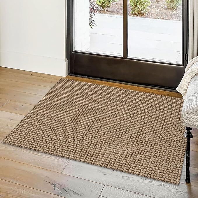 Small Braided Rugs 2x3 Ft Area Rugs for Entryway Washable Rug Non Slip Throw Rugs Cotton Woven Door Mat Indoor Entrance Front Door Rugs for Foyer Kitchen, Orange/Tan/Brown