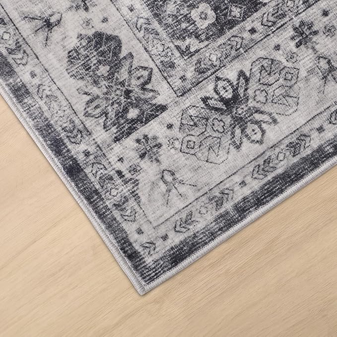Dripex Washable Area Rug 6x9 Living Room Rug Stain & Water Resistant Foldable Thin Vintage Rugs Bedroom Rug Floor Carpet for Dining Room Kitchen Bathroom Farmhouse Office