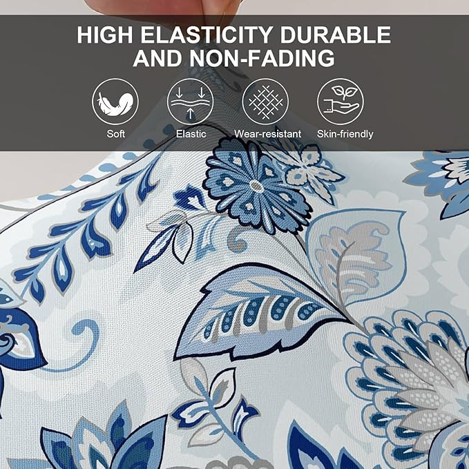 KRFOONN Stretch Ottoman Cover Slipcovers Rectangle Fit Length 27"-35" Footrest Stool Covers Printed Ottoman Cover for Foot Stool Furniture Protector with Non Slip Elastic Bottom, Color 25