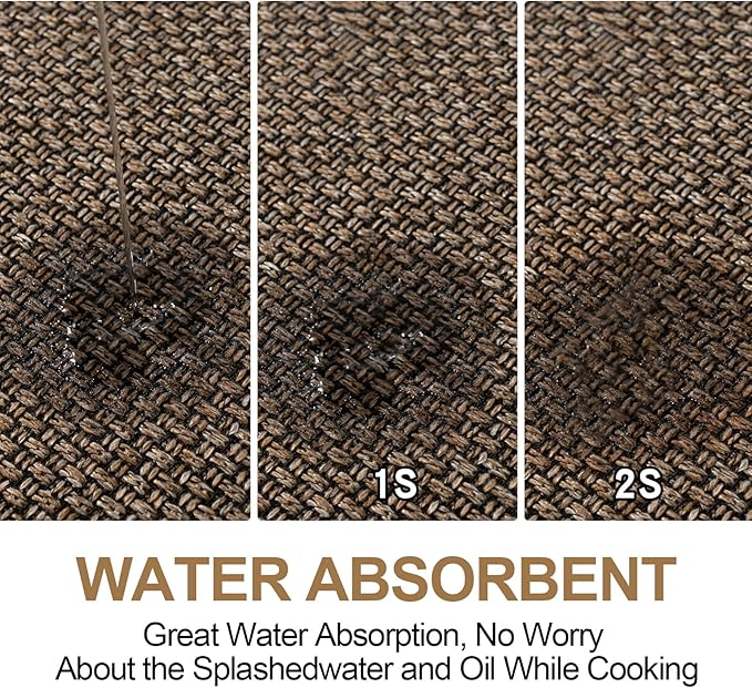 Kitchen Mat 1 PCS, Cushioned Non Slip Rugs for Kitchen Floor, Absorbent Runner Comfort Standing Mats Washable for Kitchen, Office, Home (Brown, 17.3"x60")