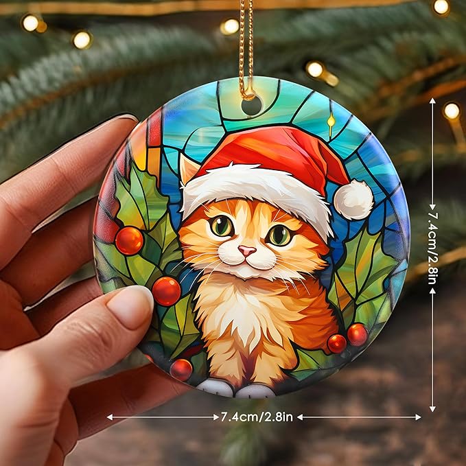 Touber Cat Christmas Ornaments - Hanging Decor for Tree, Holiday Gifts for Cat Lovers
