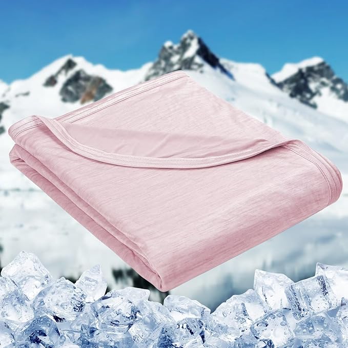 HOMFINE Cooling Blankets for Hot Sleepers (Pink, 90 x 90 inches)