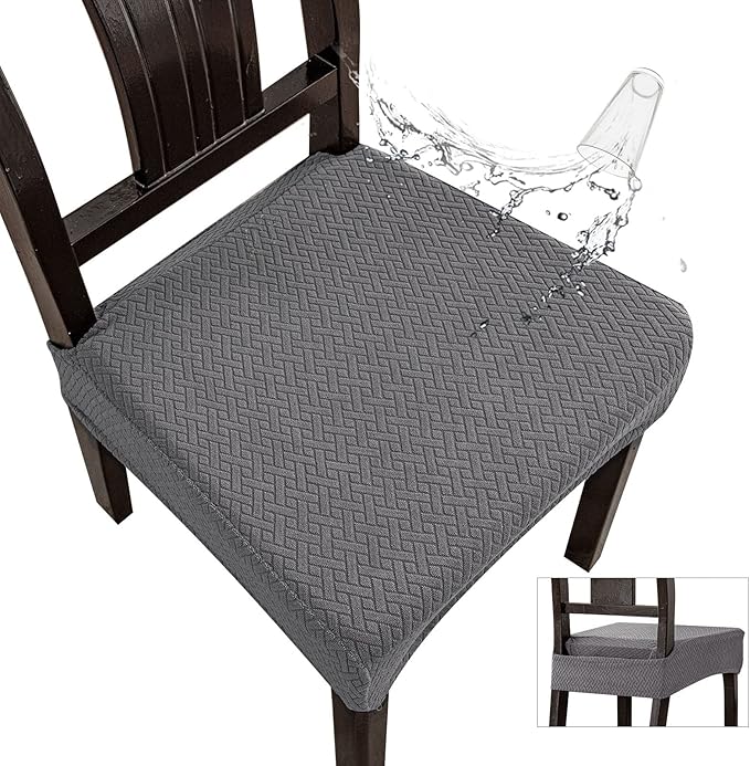 Genina Waterproof Seat Covers for Dining Room Chair Covers Waterproof Dining Chair Covers (2 PCS-Rear-Covered, Grey)