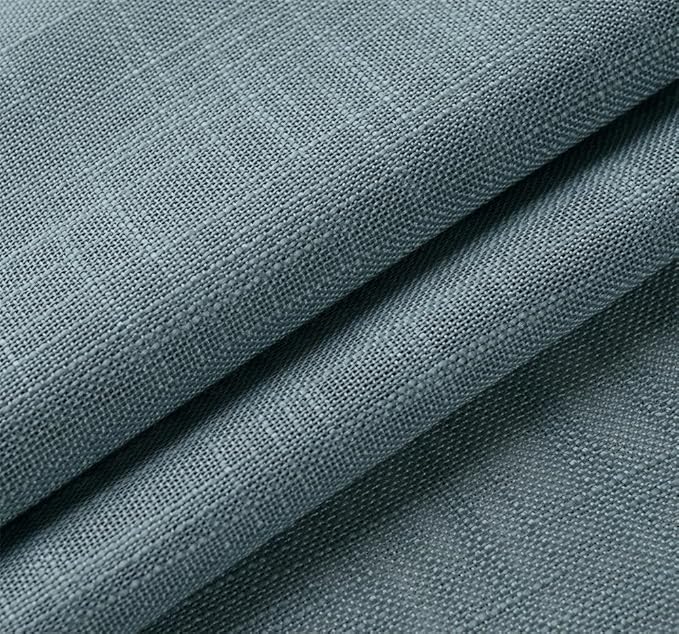 MIUCO Semi Sheer Curtains Poly Linen Textured Solid Grommet Curtains 95 Inches Long for Bedroom 2 Panels (2 x 37 Wide x 95" Long) Teal
