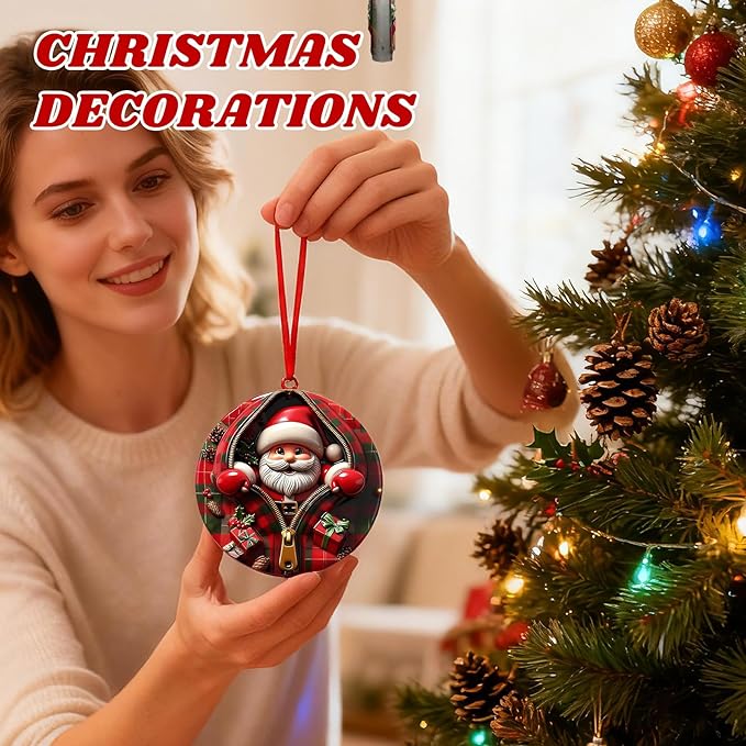 3D Santa Ornaments for Christmas Tree, Christmas Tree Fun Santa Decorations, Resin Funny Holiday Decoration, Christmas Ornaments Hanging Decoration Gift & Xmas Stocking Stuffers for Women, Men