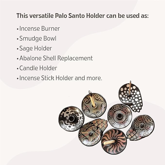 Luna Sundara Authentic Peru Pottery Palo Santo Stick Holder and Incense Holder with 5 Palo Santo Sticks Handmade Ceramic Smudge Bowl Sage Holder Peach Gift Set