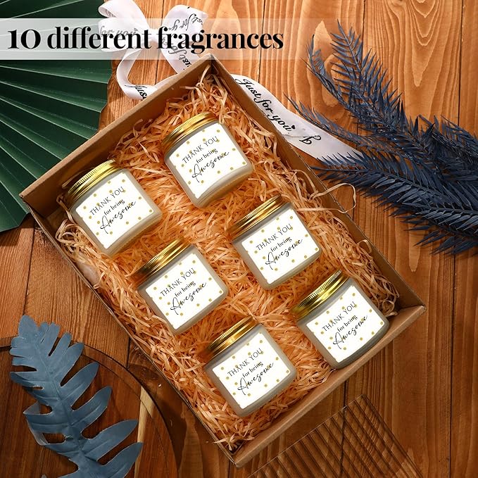 MTLEE 20 Pcs Thank You Candles Bulk 3.5 oz Christmas Employee Appreciation Gifts Scented Soy Wax Candles Thank You for Being Awesome Inspirational Jar Candle for Nurse Volunteer Coworker(Elegant)