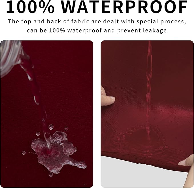 Easy-Going 100% Dual Waterproof Stretch Ottoman Cover Rectangle Folding Storage Stool Furniture Protector Soft Slipcover for Living Room with Elastic Bottom (X Large, Wine)