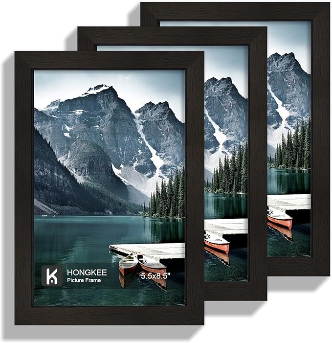 5.5x8.5 diploma Frame - Made of Real Glass and Black Wooden Frame, 5.5 by 8.5 Photo for Wall or Tabletop Display, 3 Pack