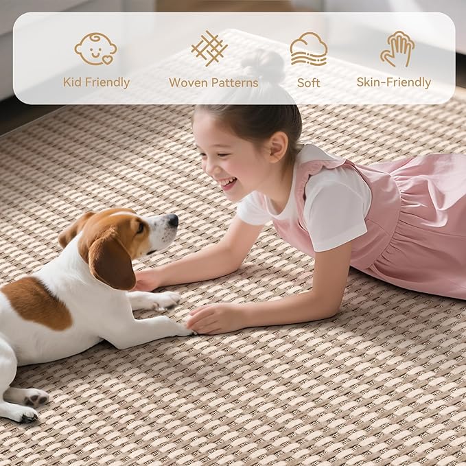 2x6 ft Boho Kitchen Runner Rugs Mat Non Slip Woven Runners for Hallways Washable, Soft Long Entryway Laundry Hall Floor Runner Carpet for Indoor Backdoor Bedroom Kitchen Living Room, Brown