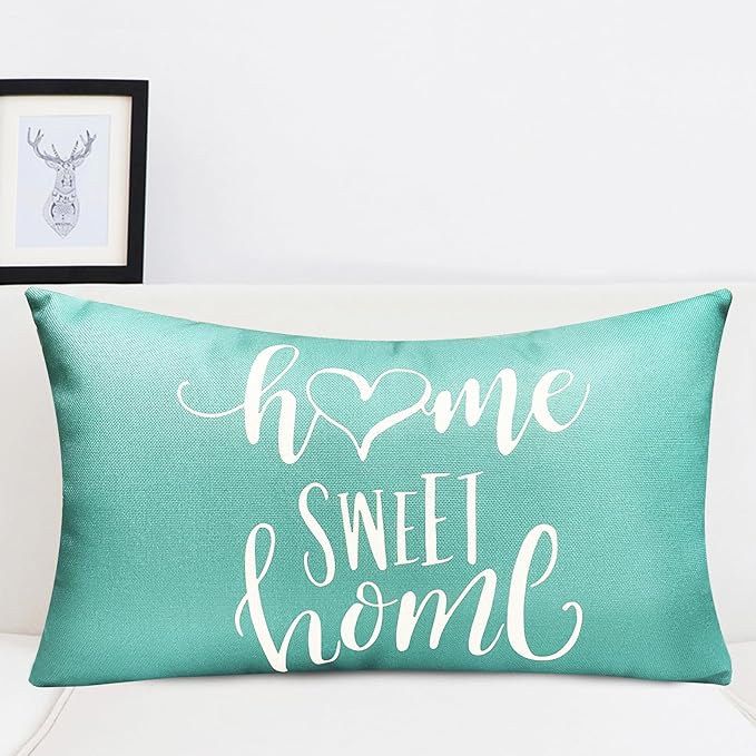Decorative Throw Pillow Covers Set of 4 Teal Pillow Covers 12x20 inch Throw Pillow Cases Linen Square Pillow Case,Farmhouse Outdoor Modern Boho Pillow Covers for Couch Sofa Living Room