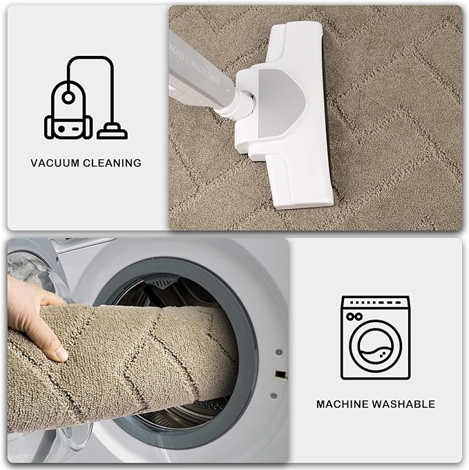 PURRUGS Dirt Trapping Door Mat 24" x 59", Non-Slip Machine Washable Entry Rug, Dog Doormat, Indoor Front Door Mat, Super Absorbent Entryway Rug for Muddy Shoes & Paws, Taupe