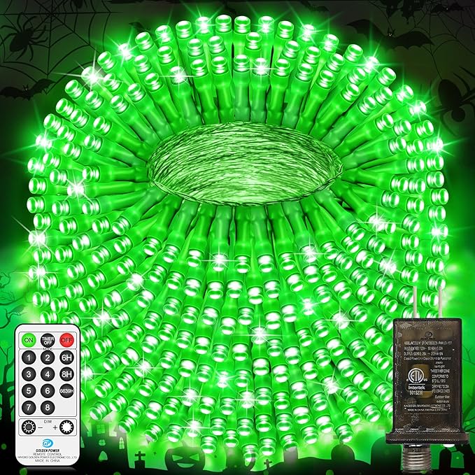 JXLEDAYY 403 FT 1000 LED Christmas Lights Outdoor Fairy Lights Plug in Clear Wire String Lights Waterproof 8 Modes Timer for Outside House Tree Garden Patio Yard Party Holiday Decorations-Green