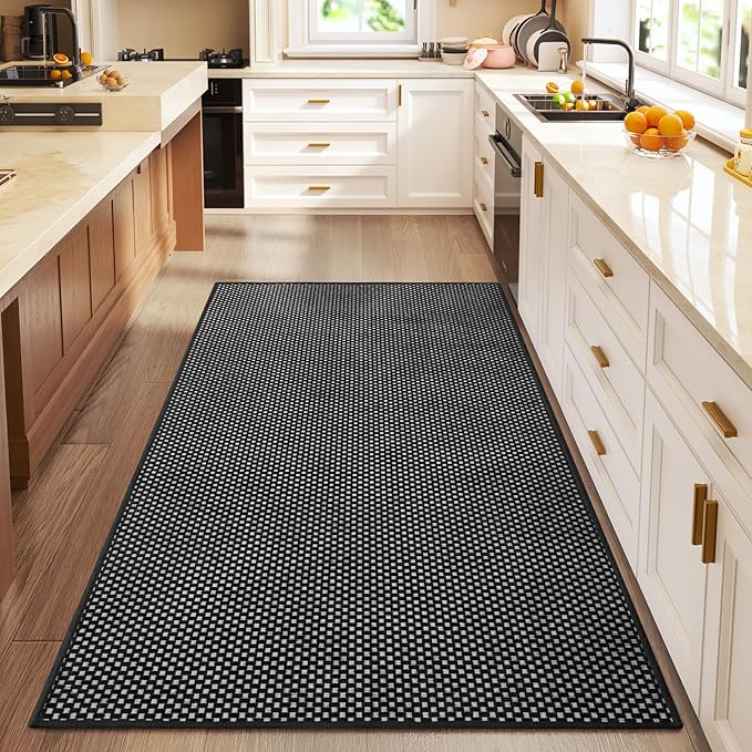 3x5 ft Area Rug Entryway Runner Rug Non Slip Washable, Boho Woven Kitchen Runner Rugs Door Mat Entry Rugs Carpet for Indoor Foyer Backdoor Hallway Floor Bedroom Living Room, Black