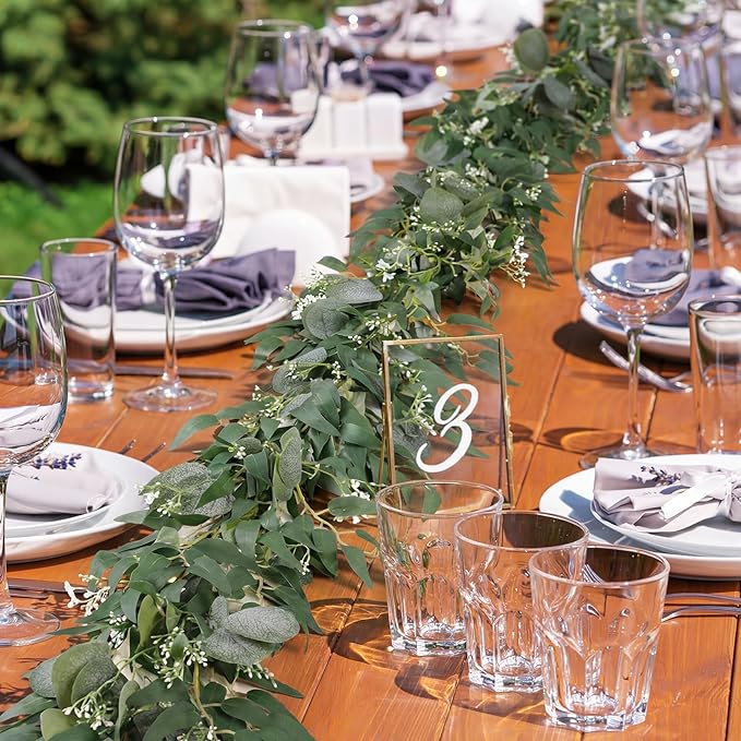 6pcs Artificial Eucalyptus Garland, 5.91 Feet Faux Greenery Artificial Hanging Fake Leaves Vines for Wedding Backdrop Arch Table Wall Party Home Mantle Decor(Eucalyptus Willow Leaves)