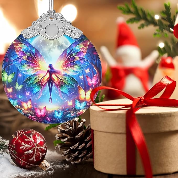 Christmas Ornaments, 3" Stained Glass Christmas Decor, Christmas Tree Ornaments, Christmas Tree Decorations, Gifts for Women, Xmas Gifts Ideas, Perfect for Holiday Party, Window, Tree, Home Decor