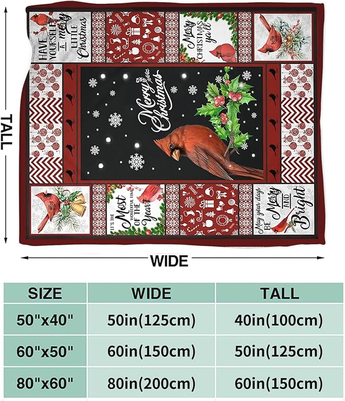 Tijuboni Cardinal Bird Throw Blanket for Girls Boys Women Men Kids Adults Soft Flannel Fleece Blanket for Couch Sofa Bed Home Decor 50"x60"