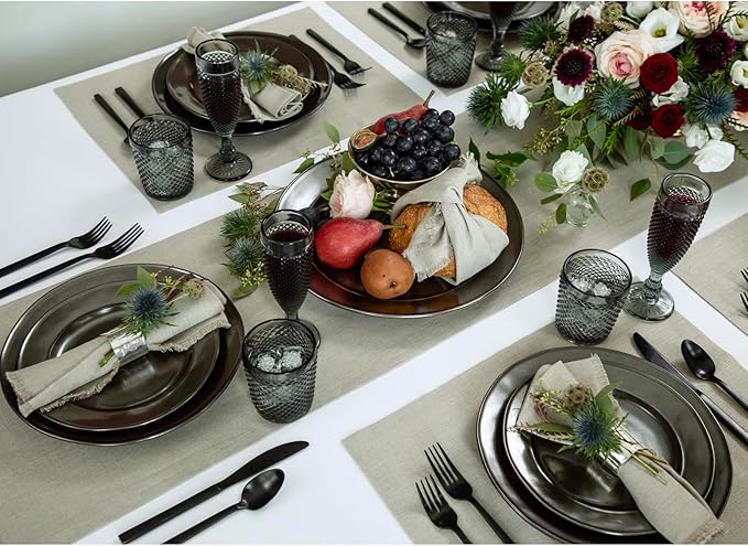 Solino Home Linen Natural Table Runner 108 Inches Long - 100% Pure Linen Dining Table Runner 14 x 108 Inch for Spring, Easter - Diana Medium Weight