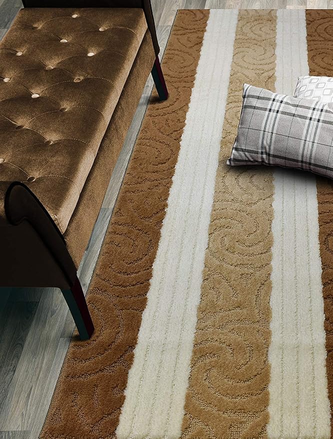 Custom Size Hallway Runner Rug, Slip Resistant, 26 Inch Wide X Your Choice of Length, Scroll Beige, 26 Inch X 11 feet