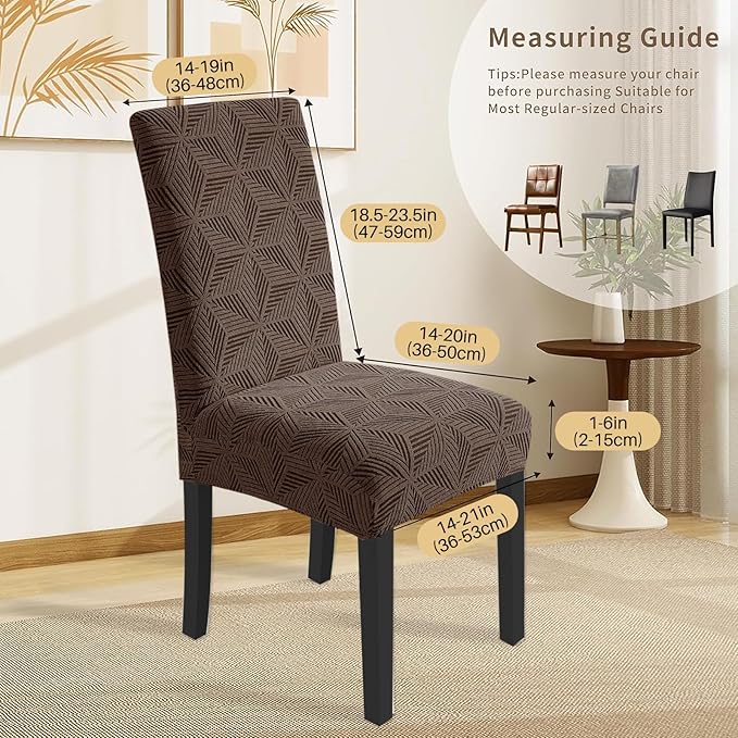 YEMYHOM Dining Chair Covers Set of 2, Stretch Dining Room Parsons Chair Slipcover, Removable Washable Furniture Protector for Home, Kitchen, Banquet (Brown)