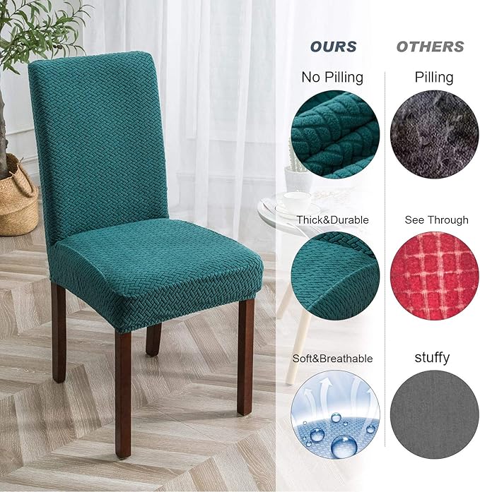 Genina Chair Covers for Dining Room Chair Covers Dining Chair Slipcovers Stretch Kitchen Parsons Chair Cover (Teal, 2 PCS)