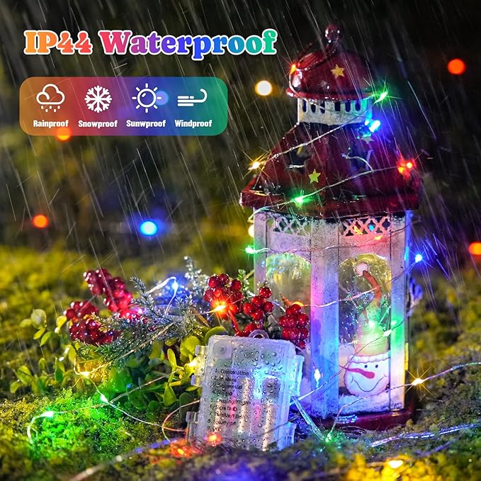 JMEXSUSS 2 Pack Multicolor Fairy Lights Battery Operated, Total 200 LED 66ft Indoor Christmas Twinkle Lights with Remote, 8 Modes Multicolor String Lights for Bedroom Wedding Birthday Party