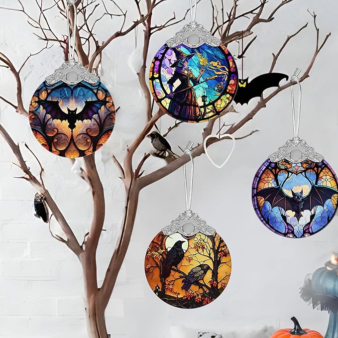 Christmas Ornament, Stained Glass Ornament, Christmas Decorations for Tree, Holiday Ornament, Unique Gift Idea - Mysterious Crow