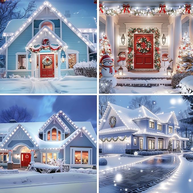 Brightown C9 Christmas String Lights White, 66ft 100 LED Faceted Christmas Lights on Green Wire, Plug-in Large Bulb Strawberry String Lights for House Roof Roofline Christmas Tree Party Outdoor