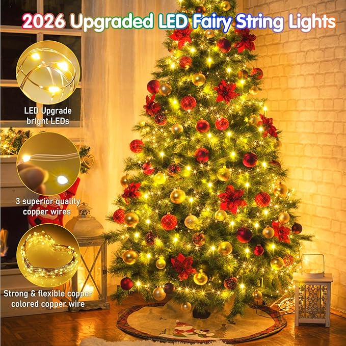 KNONEW 532FT Outdoor Christmas Fairy Lights Plug in,1600 LED String Lights Outdoor Waterproof 8 Modes Memory Times for Wedding Bedroom Walls Garden Trees Decoration(Warm White)