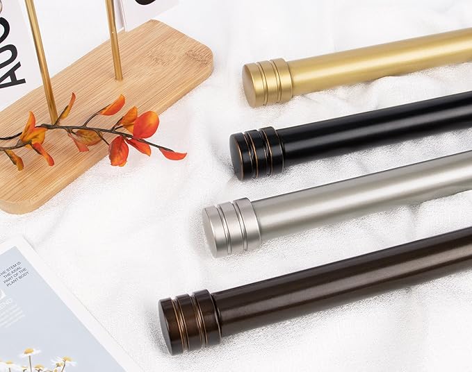 TONIAL1 Inch Double Curtain Rods for Windows 48 to 84 Inches, Heavy Duty Decorative Drapery Rod 32 to 86 Inches with Classic Cap Finial, Bronze