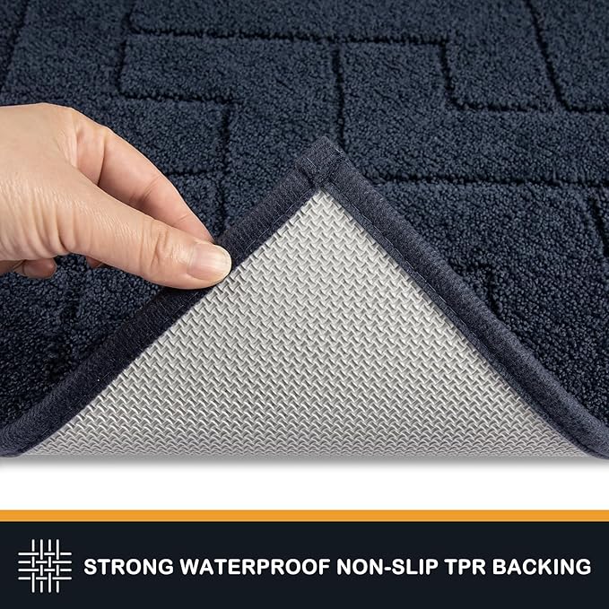 PURRUGS Dirt Trapping Door Mat 32" x 47", Non-Slip Machine Washable Entry Rug, Dog Doormat, Indoor Front Door Mat, Super Absorbent Entryway Rug for Muddy Shoes & Paws, Navy Blue