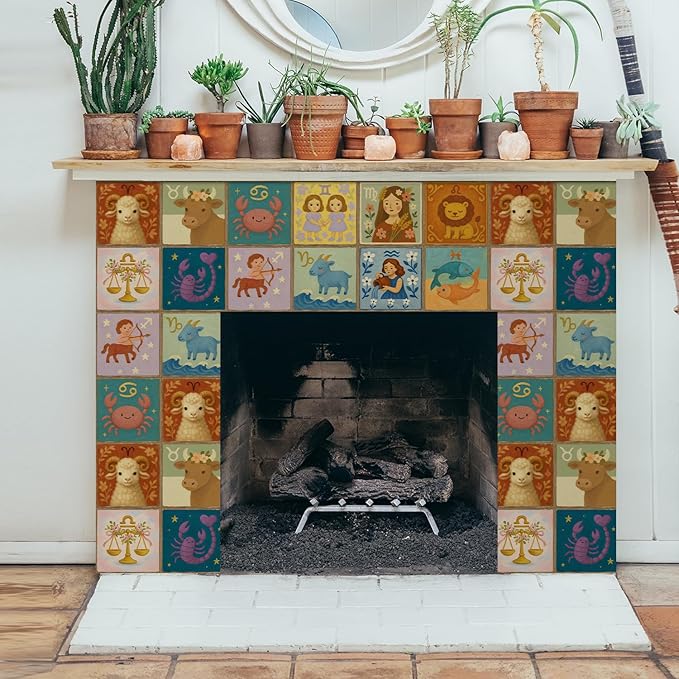 5.9x5.9 Inch Backsplash Stickers, Peel and Stick 12 Tiles, Removable Waterproof for Kitchen Wall, Festive Decoration