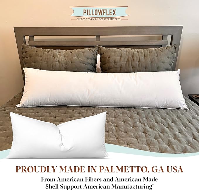Pillowflex Synthetic Down Pillow Insert - 16x30 Down Alternative Pillow, Ultra Soft, Large Rectangle Body Sleeping Pillow, Lumbar, Long, Back - 1 Decorative Pillow Form