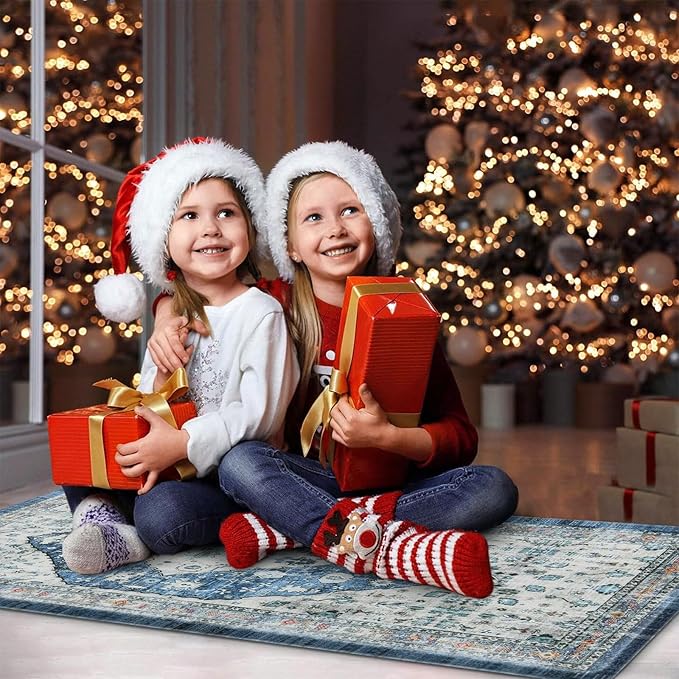 Collive Boho Kitchen Rugs Set of 2 Non Skid Kitchen Mats for Floor Cushioned Anti Fatigue Kitchen Floor Mats Waterproof Comfort Heavy Duty Foam Mats for Standing Desk Sink Laundry, 17"x30"+17"x59"