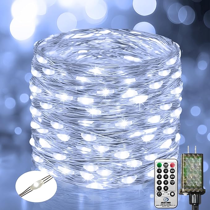 btfarm Fairy Lights Plug in with Remote, 66FT 200 LED Outdoor Twinkle Lights Waterproof with Timer, 8 Modes Indoor String Lights for Bedroom Patio Garden Wedding Christmas Decoration, Cool White