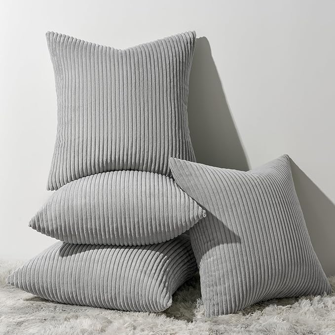 Topfinel Decorative Throw Pillow Covers Cushion Cases, Set of 4 Soft Velvet Modern Double-Sided Designs, Mix and Match for Home Decor, Pillow Inserts Not Included (22x22 inch, Grey)
