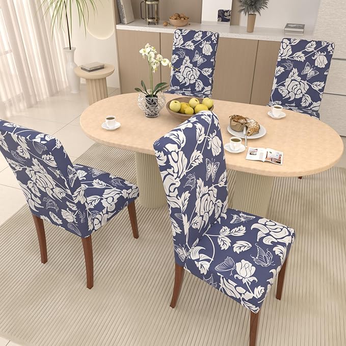 Stretch Dining Chair Covers Set of 2,Floral Print Chair Covers,Soft Removable Washable,Pet Friendly Furniture Protector,Universal Chair Slipcovers for Home, Kitchen,Ceremony Dining Room Seat