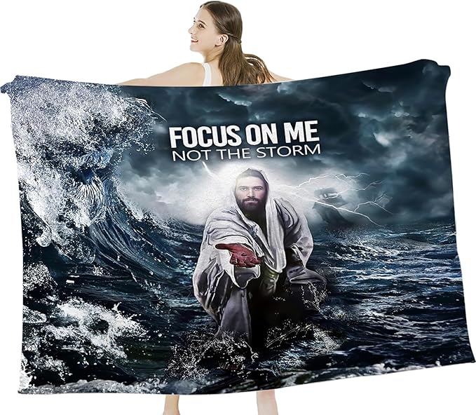 Tijuboni Christian Jesus Throw Blanket Religious Faith Gifts for Women Men Girls Boys Kids Adults Soft Flannel Fleece Blanket for Couch Sofa Bed Home Decor 50"x60"