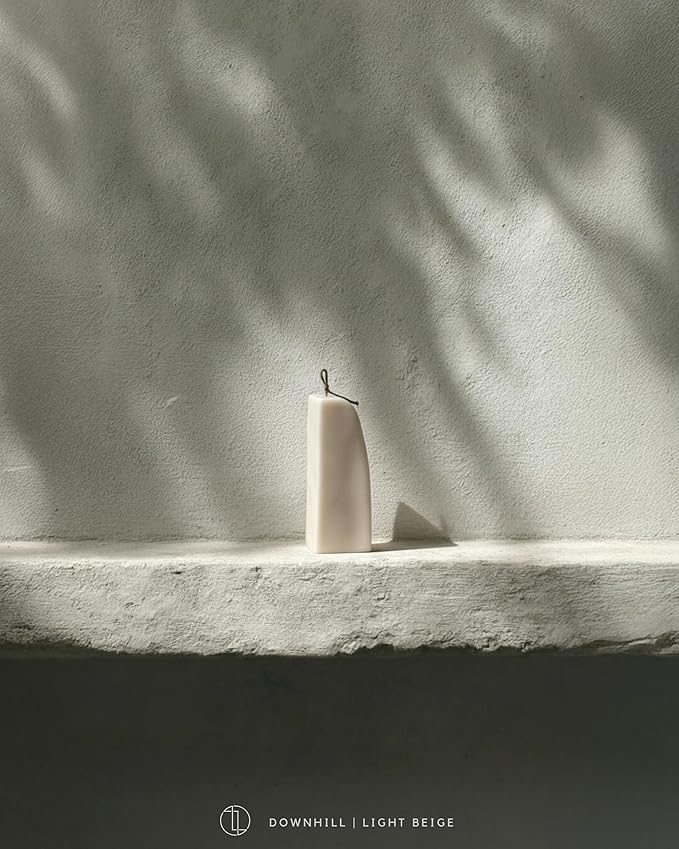 LAWA Downhill Candle - Beautiful Handmade Pillar Scented Soy Wax Elegant Aesthetic Candle Housewarming Gift Home Room Shelf Decor Idea (Light Beige)