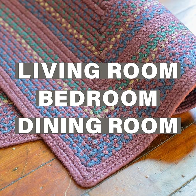 Homespice Jamestown Braided Area Rugs 8x10' - Rustic Country Rugs for Living Room and Dining Room