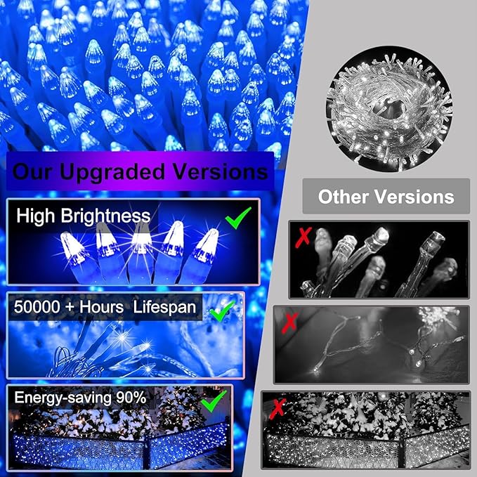670 LED Christmas Lights with 148 Drops, 66ft 12 Modes Hanging ice String Lights with Timer & Dimmable & Waterproof, Plug-in Fairy Lights for Indoor Tree Holiday Wedding Party Christmas Decor Blue
