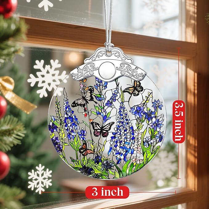 Lavender Monarch Butterfly Stained Glass Ornament – Christmas Ornament, Christmas Tree Ornament, & Perfect Holiday Decor | Butterfly Lover Gift, Gifts for Women and Friend