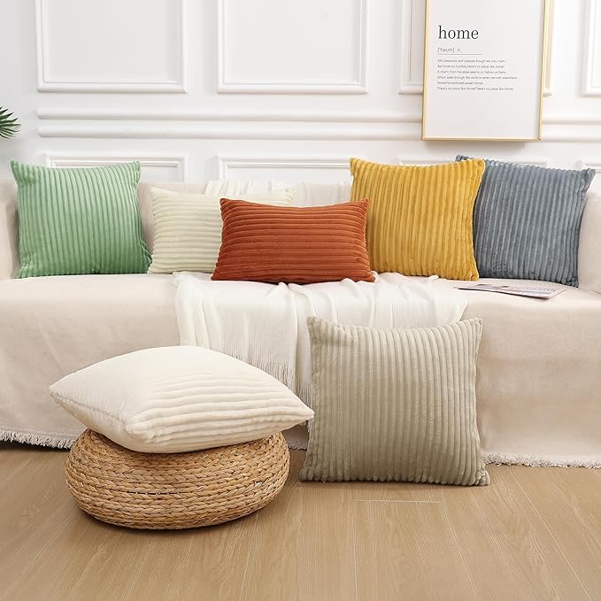 Simmore Decorative Christmas Throw Pillow Covers 16x16 Set of 2, Soft Natural Plush Flannel Double-Sided Fluffy Couch Pillow Covers for Sofa Living Room, Grey