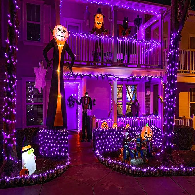 100 LED String Lights Indoor Outdoor Waterproof 33ft Purple Christmas Lights Clear Wire with 8 Modes Plug in Twinkle Fairy Light for Tree Party Christmas Decorations