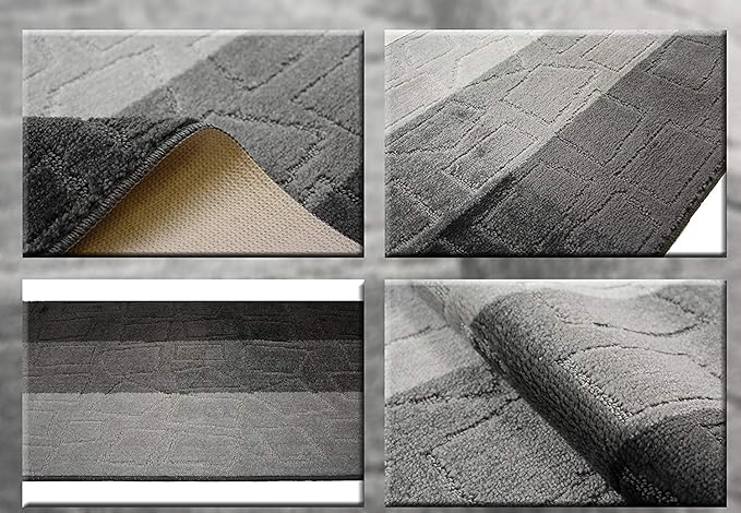Custom Size Hallway Runner Rug, Slip Resistant, 26 Inch Wide X Your Choice of Length, Squares Anthracite, 26 Inch X 12 feet