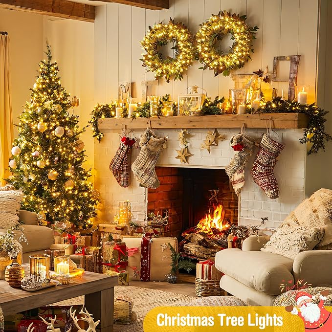 JMEXSUSS 229ft 700 LED Christmas Lights Outdoor, Christmas Tree Lights Plug in, 8 Modes Twinkle String Lights for Outside Indoor Wedding Ceiling Room Home Yard Patio Porch Xmas Decor, Warm White