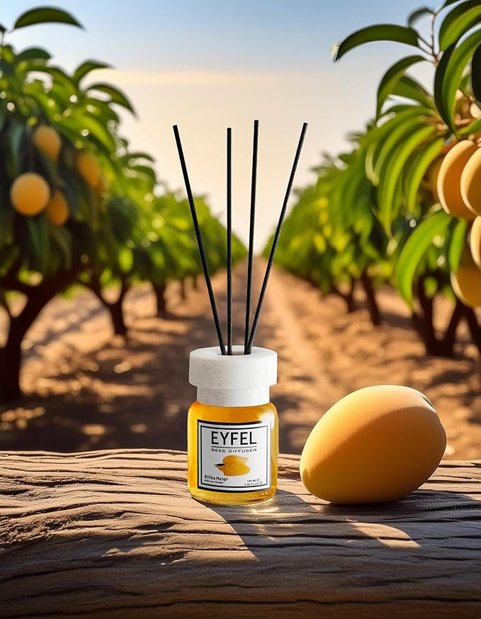 EYFEL Reed Diffusers for Home – African Mango Reed Diffuser Set 4.05 fl oz Oil Diffuser Sticks, Bathroom Diffuser, Home Fragrances, Scented Sticks, Home Decor