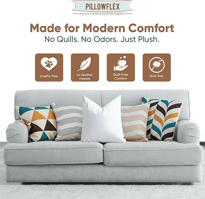 Pillowflex Synthetic Down Pillow Insert - 13x13 Down Alternative, Ultra Soft Throw Pillow, Small Sham Bed Sleeping Pillow - 1 Decorative Accent Form