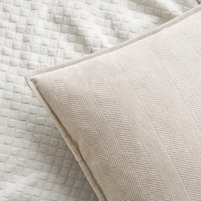 MIULEE Pack of 2 Christmas Cream Beige Decorative Pillow Covers 20x20 Inch Soft Chenille Luxurious Couch Throw Pillows Farmhouse Cushion Covers with Elegant Design for Sofa Bedroom Living Room Decor